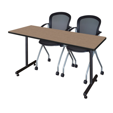 Regency Kobe 48 x 24 in. TBase Training Seminar Table 2 Cadence Nesting Chairs