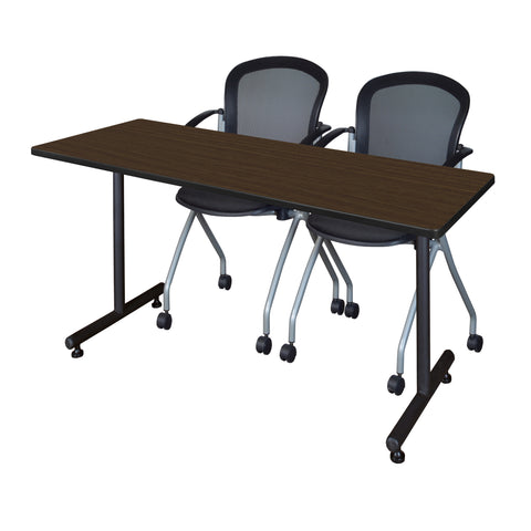 Regency Kobe 48 x 24 in. TBase Training Seminar Table 2 Cadence Nesting Chairs