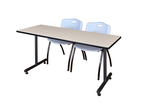 Regency Kobe 48 x 24 in. TBase Training Seminar Table 2 M Stack Chairs