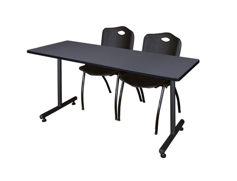 Regency Kobe 48 x 24 in. TBase Training Seminar Table 2 M Stack Chairs