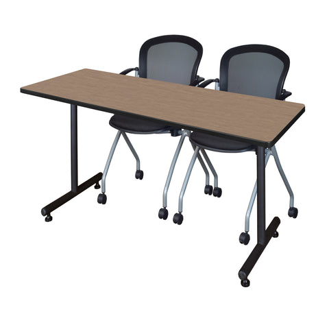 Regency Kobe 48 x 24 in. TBase Training Seminar Table 2 Cadence Nesting Chairs