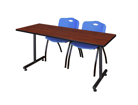 Regency Kobe 48 x 24 in. TBase Training Seminar Table 2 M Stack Chairs