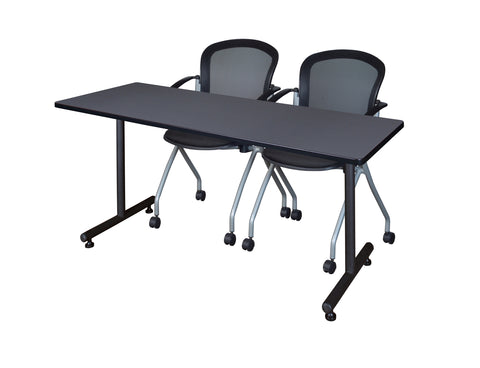 Regency Kobe 48 x 24 in. TBase Training Seminar Table 2 Cadence Nesting Chairs