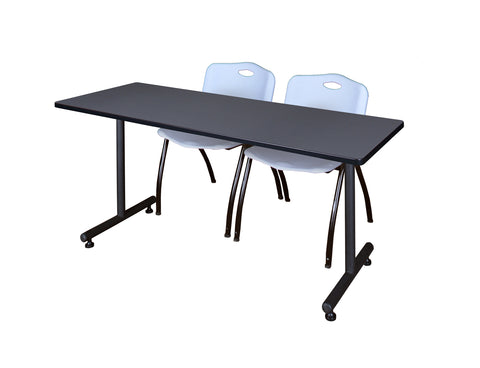 Regency Kobe 48 x 24 in. TBase Training Seminar Table 2 M Stack Chairs