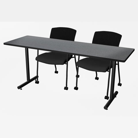 Regency Kobe 48 x 24 in. TBase Training Seminar Table 2 Knight Mesh Chairs