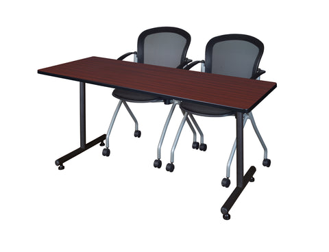 Regency Kobe 48 x 24 in. TBase Training Seminar Table 2 Cadence Nesting Chairs