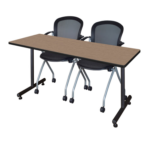 Regency Kobe 48 x 24 in. TBase Training Seminar Table 2 Cadence Nesting Chairs
