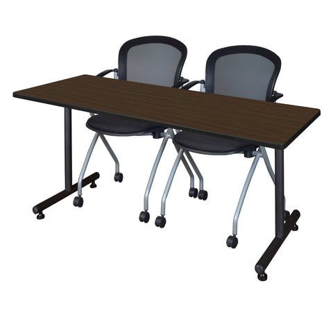 Regency Kobe 48 x 24 in. TBase Training Seminar Table 2 Cadence Nesting Chairs