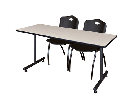 Regency Kobe 48 x 24 in. TBase Training Seminar Table 2 M Stack Chairs