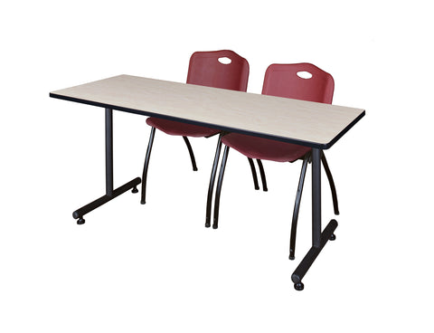 Regency Kobe 48 x 24 in. TBase Training Seminar Table 2 M Stack Chairs