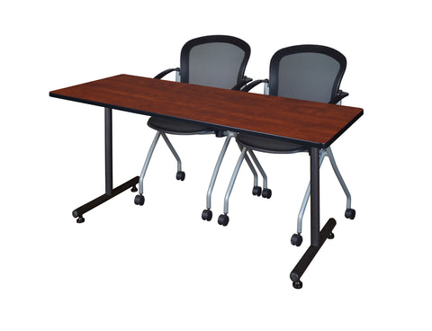 Regency Kobe 48 x 24 in. TBase Training Seminar Table 2 Cadence Nesting Chairs