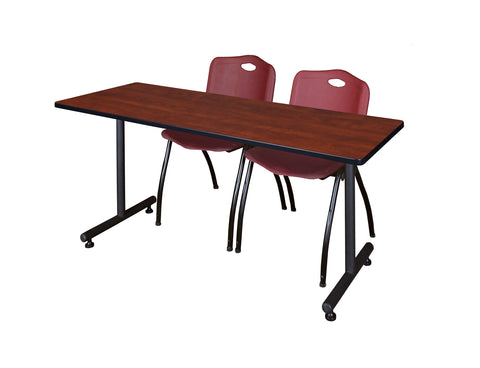 Regency Kobe 48 x 24 in. TBase Training Seminar Table 2 M Stack Chairs