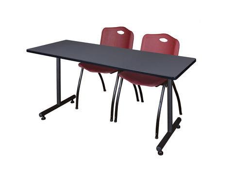 Regency Kobe 48 x 24 in. TBase Training Seminar Table 2 M Stack Chairs