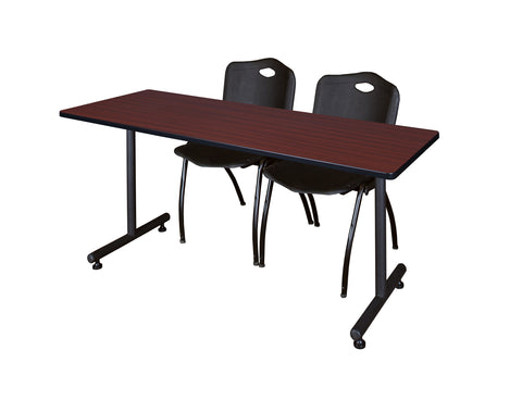 Regency Kobe 48 x 24 in. TBase Training Seminar Table 2 M Stack Chairs