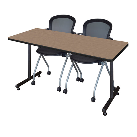 Regency Kobe 48 x 24 in. TBase Training Seminar Table 2 Cadence Nesting Chairs