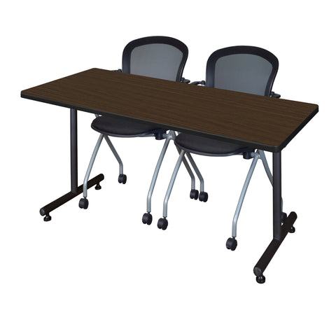 Regency Kobe 48 x 24 in. TBase Training Seminar Table 2 Cadence Nesting Chairs