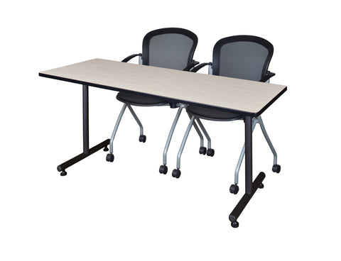 Regency Kobe 48 x 24 in. TBase Training Seminar Table 2 Cadence Nesting Chairs
