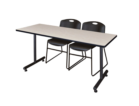 Regency Kobe 48 x 24 in. TBase Training Seminar Table 2 Zeng Stack Chairs