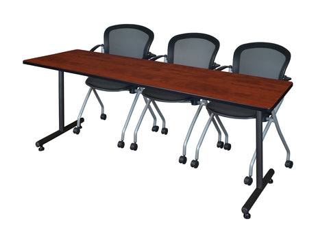 Regency Kobe 48 x 24 in. TBase Training Seminar Table 2 Cadence Nesting Chairs