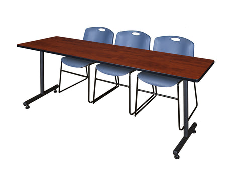 Regency Kobe 48 x 24 in. TBase Training Seminar Table 2 Zeng Stack Chairs