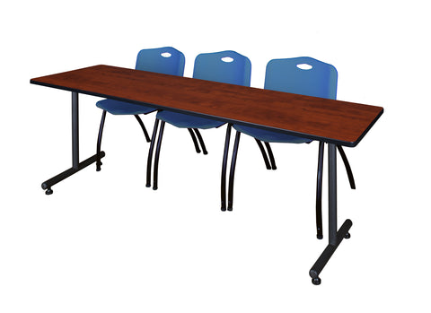 Regency Kobe 48 x 24 in. TBase Training Seminar Table 2 M Stack Chairs