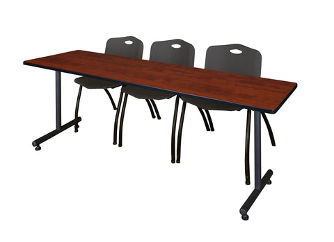 Regency Kobe 48 x 24 in. TBase Training Seminar Table 2 M Stack Chairs
