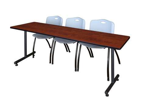 Regency Kobe 48 x 24 in. TBase Training Seminar Table 2 M Stack Chairs