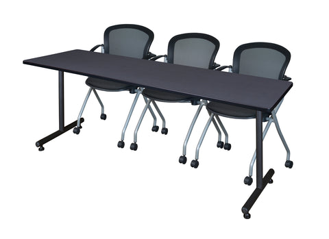 Regency Kobe 48 x 24 in. TBase Training Seminar Table 2 Cadence Nesting Chairs