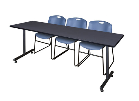 Regency Kobe 48 x 24 in. TBase Training Seminar Table 2 Zeng Stack Chairs