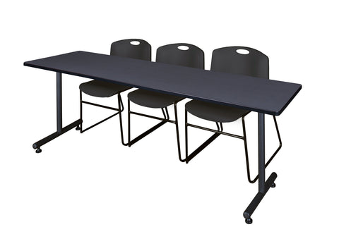 Regency Kobe 48 x 24 in. TBase Training Seminar Table 2 Zeng Stack Chairs