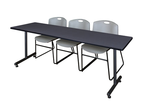 Regency Kobe 48 x 24 in. TBase Training Seminar Table 2 Zeng Stack Chairs