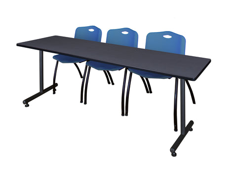 Regency Kobe 48 x 24 in. TBase Training Seminar Table 2 M Stack Chairs