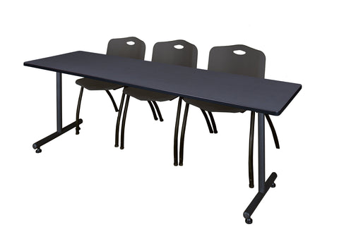Regency Kobe 48 x 24 in. TBase Training Seminar Table 2 M Stack Chairs