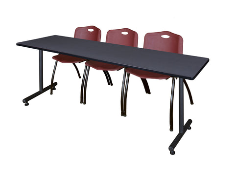 Regency Kobe 48 x 24 in. TBase Training Seminar Table 2 M Stack Chairs