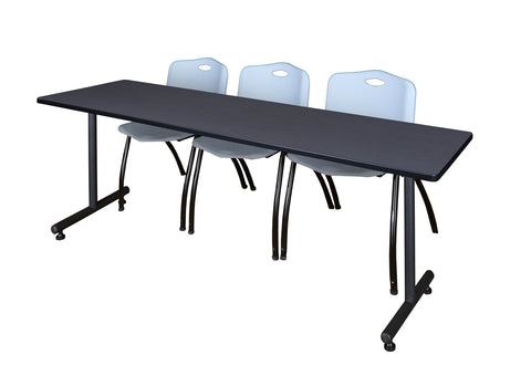 Regency Kobe 48 x 24 in. TBase Training Seminar Table 2 M Stack Chairs