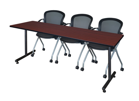 Regency Kobe 48 x 24 in. TBase Training Seminar Table 2 Cadence Nesting Chairs