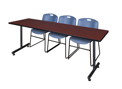 Regency Kobe 48 x 24 in. TBase Training Seminar Table 2 Zeng Stack Chairs