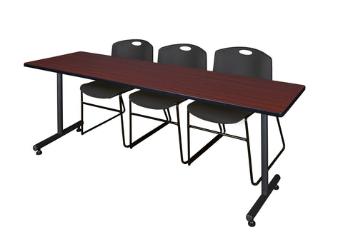 Regency Kobe 48 x 24 in. TBase Training Seminar Table 2 Zeng Stack Chairs