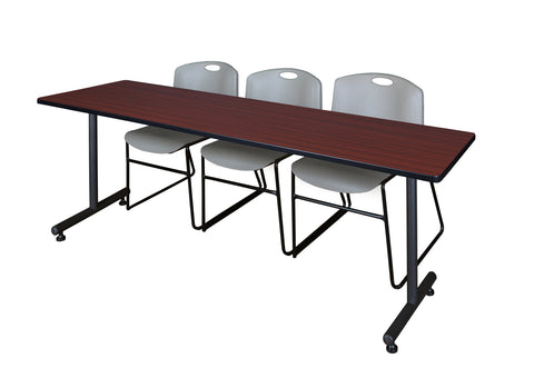 Regency Kobe 48 x 24 in. TBase Training Seminar Table 2 Zeng Stack Chairs