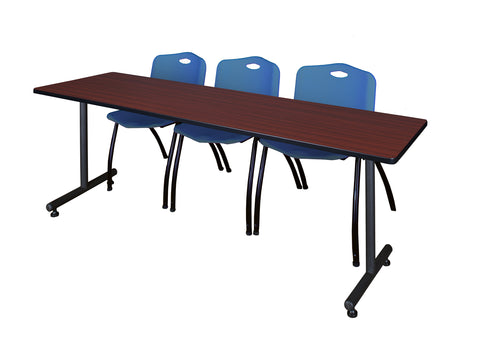 Regency Kobe 48 x 24 in. TBase Training Seminar Table 2 M Stack Chairs