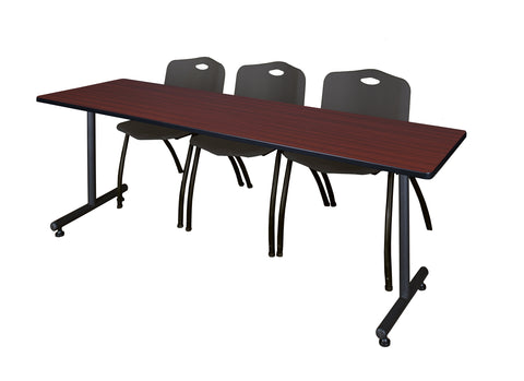 Regency Kobe 48 x 24 in. TBase Training Seminar Table 2 M Stack Chairs