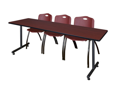 Regency Kobe 48 x 24 in. TBase Training Seminar Table 2 M Stack Chairs