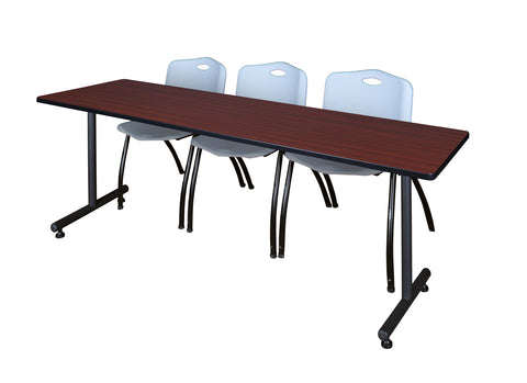 Regency Kobe 48 x 24 in. TBase Training Seminar Table 2 M Stack Chairs