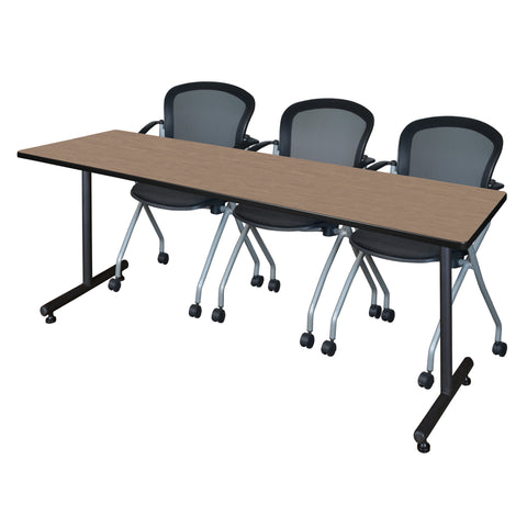 Regency Kobe 48 x 24 in. TBase Training Seminar Table 2 Cadence Nesting Chairs
