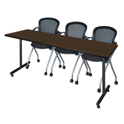 Regency Kobe 48 x 24 in. TBase Training Seminar Table 2 Cadence Nesting Chairs