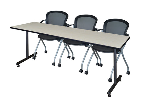 Regency Kobe 48 x 24 in. TBase Training Seminar Table 2 Cadence Nesting Chairs