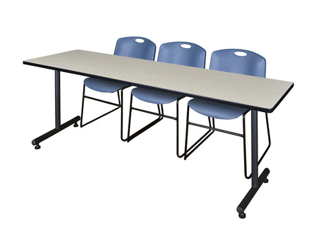 Regency Kobe 48 x 24 in. TBase Training Seminar Table 2 Zeng Stack Chairs