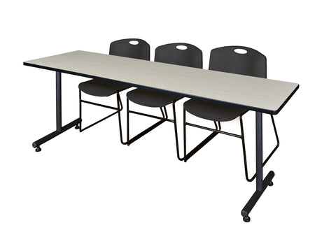 Regency Kobe 48 x 24 in. TBase Training Seminar Table 2 Zeng Stack Chairs