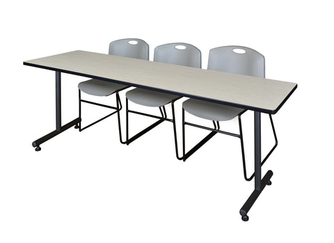 Regency Kobe 48 x 24 in. TBase Training Seminar Table 2 Zeng Stack Chairs