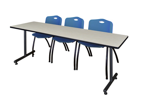 Regency Kobe 48 x 24 in. TBase Training Seminar Table 2 M Stack Chairs